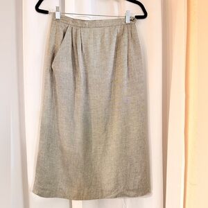 Vintage Christian Dior The Suit Skirt | 70s 80s Rayon Linen Midi | Pockets